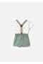 Baby Boy Shirt Suspender Shorts Set Green 1215 - 2