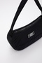Black U11 Single Zipper Compartment Daily Sports Baguette Canvas Fabric Women's Hand and Shoulder Bag B:16 E: 26 - 7