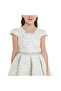 Mint Green/Gold Jacquard High Low Tail Dress With Tulle Mesh - 5