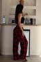 Burgundy Plaid Women's Trousers Mg2401 - 3