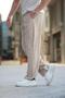 Beige Adjustable Waist Relaxed Cut Men's Trousers E6564 - 4