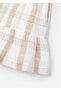 Girl's Plaid Linen Dress - Cream # 3922 - 3