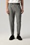 Front Pleated Leg Double Seersucker Fabric Striped Gray Trousers 2286-65
