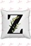 Z Letter Alphabet Themed Flower Patterned Gift Pillow