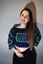 Navy Blue Knitted Crop Sweater