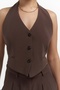 Pailey Backless Brown Vest Pants Set - 8
