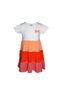White Orange Melange Bow Fold Colorful Girl's Short Sleeve Dress - 2