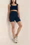 Premium Biker Tights, Ribbed, Recovery Interlock Knitted Short Tights Navy Blue