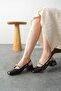 Women's Maste Pearl Low Heel Shoes - Black-Patent - 5