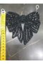 Black Color Bead Embroidered Bow Model Sewing Accessory Applique Bronde Accessory - 2