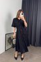 Black Short Sleeve Lined Belted Pocket Scallop Shirt Dress - 8
