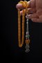 Ottoman Faturan Model Very Old Syrian Cast Iron Squeeze Amber Silver Tasseled Evladiyelik Rosary - 3