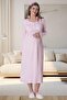 Mecit 6060 Pink Lace Nightgown Pajamas Maternity Set with Dressing Gown - 4