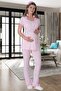 Mecit 6060 Pink Lace Nightgown Pajamas Maternity Set with Dressing Gown - 5