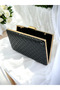 Luxury Quilted Patterned Evening Dress Bag – Patent Leather, Wedding, Engagement, Graduation |   Black - 3