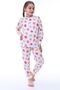 İsob Ecru Strawberry Patterned 100% Cotton Girls' Pajama Set 3-13 Years 31232-E - 2