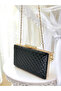 Black Luxury Patent Leather Stone Handle Quilted Patterned Women's Evening Dress Bag Wedding Engagement Graduation - 5
