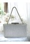 Silver Gray Lamé Non-Shedding Glittery Evening Dress Clutch 2026 Fashion Bag Stone Detailed Stylish Women's Night Wedding Engagement - 2