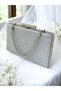 Silver Gray Lamé Non-Shedding Glittery Evening Dress Clutch 2026 Fashion Bag Stone Detailed Stylish Women's Night Wedding Engagement - 7