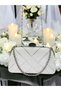 Ecru Gold Color Pearl Chain Handle Women's Evening Dress Bag Graduation Wedding Engagement - 5