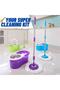 Easy-to-spin wheeled mop and bucket with 360-degree rotating stainless steel bucket for cleaning home floors, blue - 7