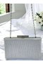 Silver Gray Lamé Non-Shedding Glittery Evening Dress Clutch 2026 Fashion Bag Stone Detailed Stylish Women's Night Wedding Engagement - 4