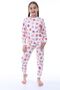 İsob Ecru Strawberry Patterned 100% Cotton Girls' Pajama Set 3-13 Years 31232-E