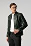 Baby Collar Leather Jacket Khaki 5020-123