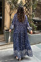 100% Viscose Bohemian Alaçatı Dress V-Neck Ethnic Patterned Viscose Dress Suitable for Modest Wear - 4