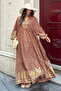 100% Viscose Bohemian Alaçatı Dress V-Neck Ethnic Patterned Viscose Dress Suitable for Modest Wear - 2