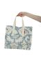 Cream Floral Printed Gabardine Cloth Bag - 3