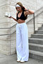 Women's White High Waist Two Thread Wide Leg Palazzo Sweatpants