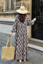 100% Viscose Bohemian Alaçatı Dress V-Neck Ethnic Patterned Viscose Dress Suitable for Modest Wear - 6