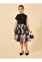 Floral Jacquard High Neck Pleated Dress