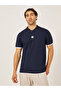Minimal Print Relaxed Fit Polo T-Shirt with Contrast Placket