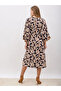 All-Over Print V Neck Wrap Midi Dress - 5