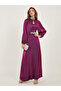 Embellished Satin A-Line Maxi Dress with Detachable Cape Sleeves