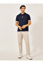 Minimal Print Relaxed Fit Polo T-Shirt with Contrast Placket - 2