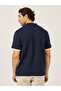 Minimal Print Relaxed Fit Polo T-Shirt with Contrast Placket - 4