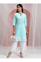 Blue & White Floral Embroidered Round Notched Neck Straight Kurta