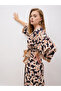 All-Over Print V Neck Wrap Midi Dress - 6