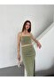 Suit-Side Shiring Detail, Lined, Long Skirt. Thin Straps, Side Shiring Crop Bluz. - 4