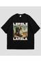 Lirili Larila Italian Funny Character Printed Black Oversize T-Shirt Unisex 100% Cotton Crew Neck