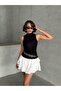 Women's Black Ecru Leopard 3-Pack Stand Collar Zero Sleeve Viscose Blouse - 4