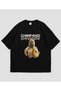 Chimpanzini Bananini Italian Funny Character Printed Black Oversize T-Shirt Unisex 100% Cotton