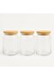 Set of 3 Medium Vacuum Glass Spice Set with Bamboo Lids - 3 X 700 Ml. - 2