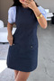 Mini Denim Dress with Poplin Fabric Sleeves 29903 - 5
