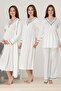 Women's Ecru Special Design Maternity Dressing Gown, Pajama Set, Nightgown Set of 4