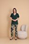 2-Piece Combination V-Neck Lace Detailed Bamboo Pajama Set