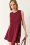 Women's Burgundy Strappy Hidden Zipper Summer Woven Bell Dress 60283185 - 3